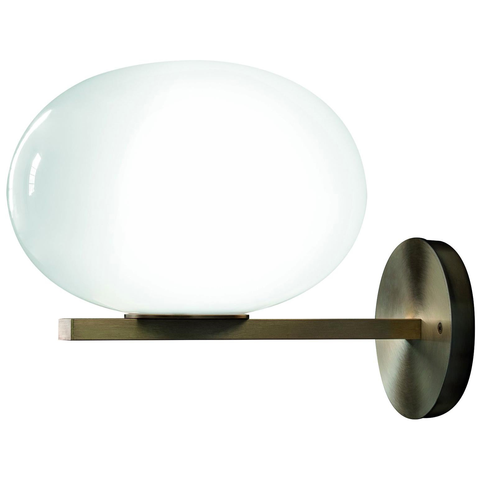 Mariana Pellegrino Soto Wall Lamp 'Alba' Opaline Glass and Brass by Oluce For Sale