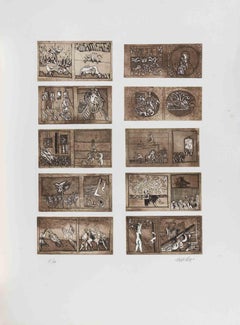 Illustrierte Rahmen - Radierung von Mariangelo Zappitelli - 1978