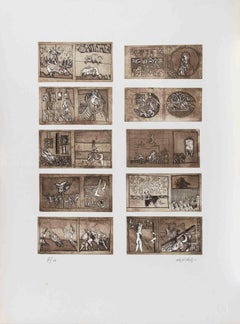 Illustrierte Rahmen - Radierung von Mariangelo Zappitelli - 1978