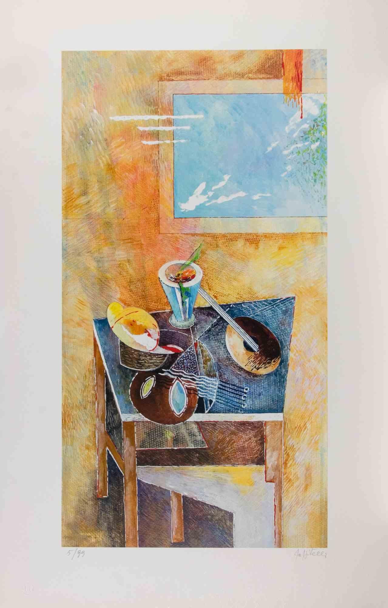Lithograph hand colored.

Hand signed and numbered in pencil.

Edition of 99.

Excellent condiion.