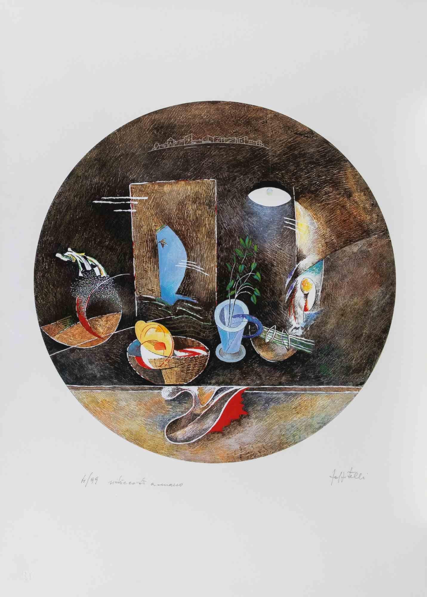 Lithograph hand colored.

Hand signed and numbered in pencil.

Edition of 99.

Excellent condiion.