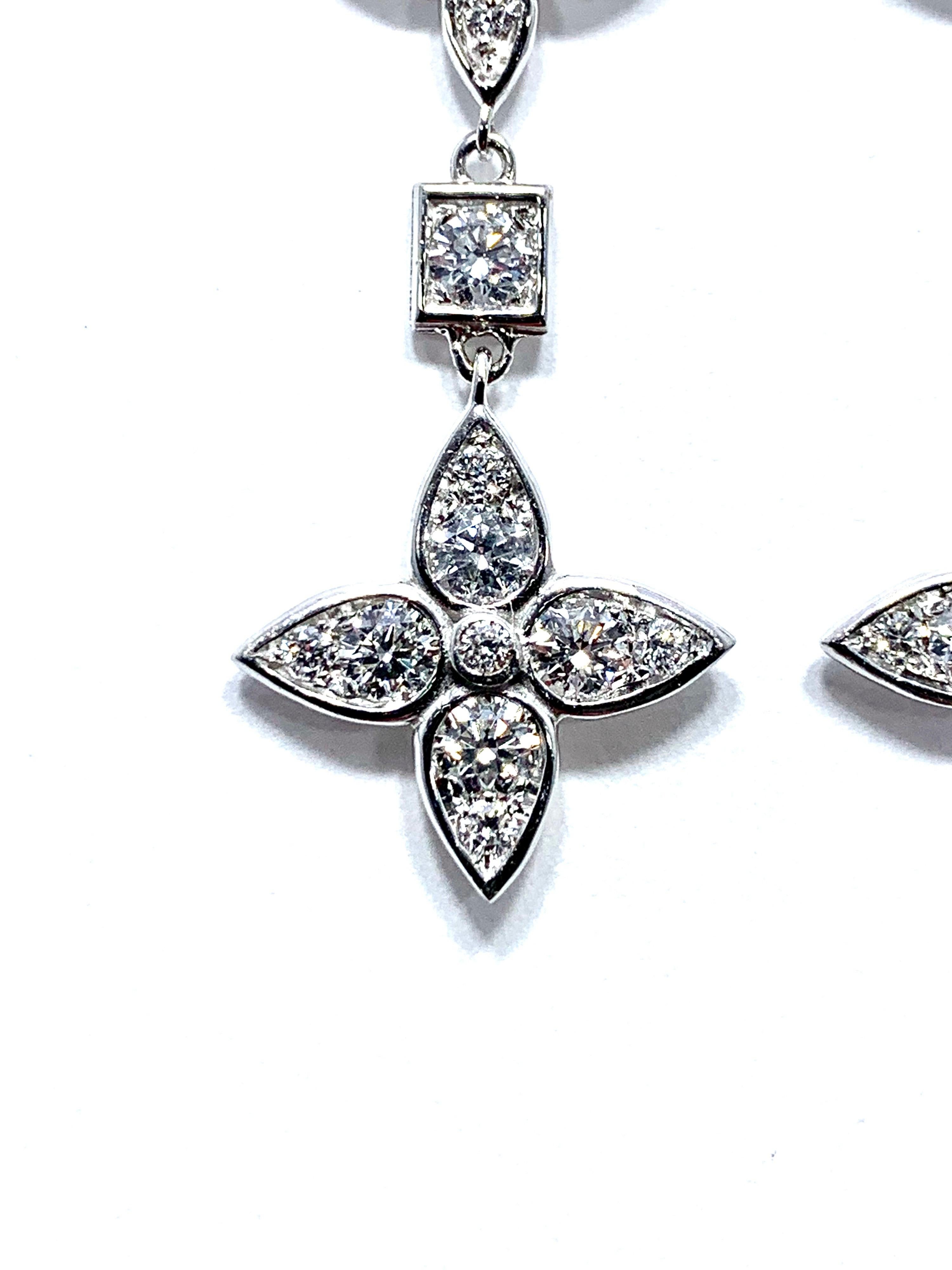 Modern Mariani 1.92 Carat Round Brilliant Diamond and White Gold Dangle Earrings