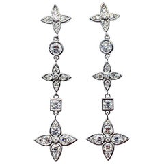 Mariani 1.92 Carat Round Brilliant Diamond and White Gold Dangle Earrings