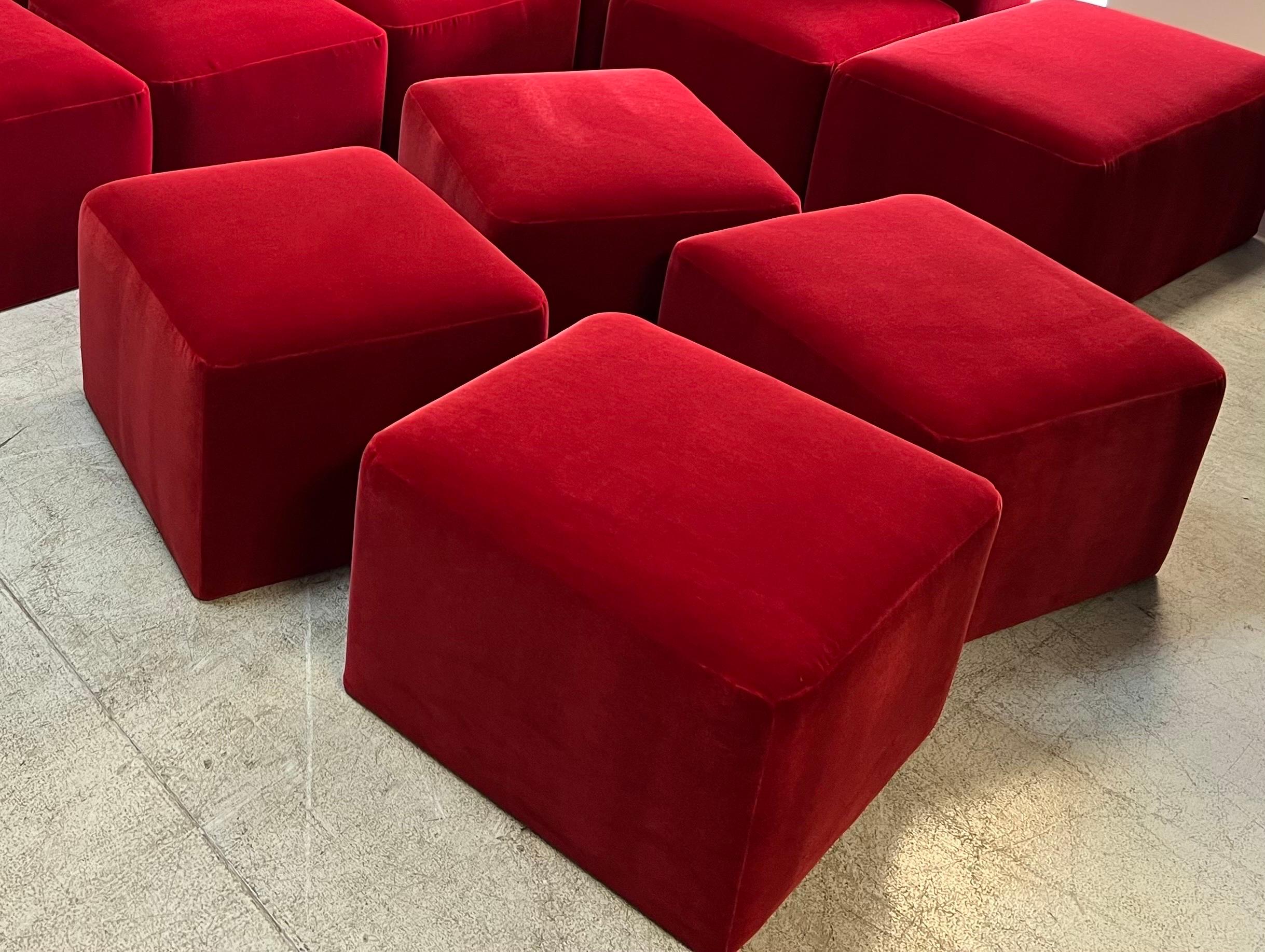 Mariani 1970s Modular Sofa for Pace Collection in Red Mohair 6