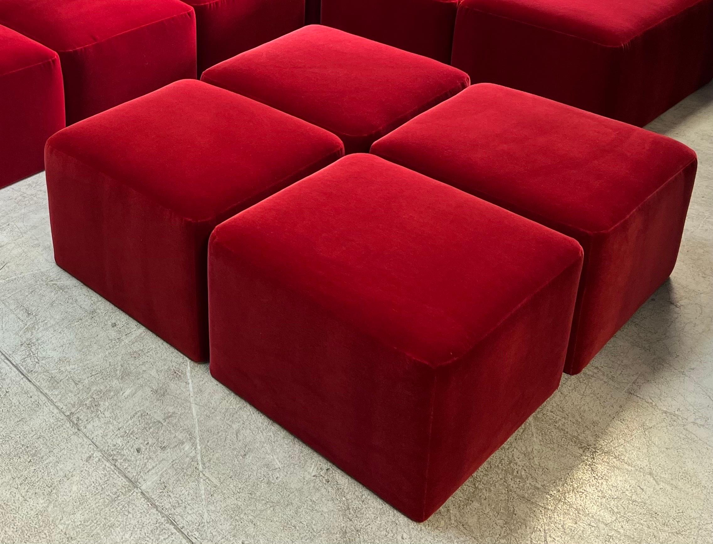 Mariani 1970s Modular Sofa for Pace Collection in Red Mohair 7