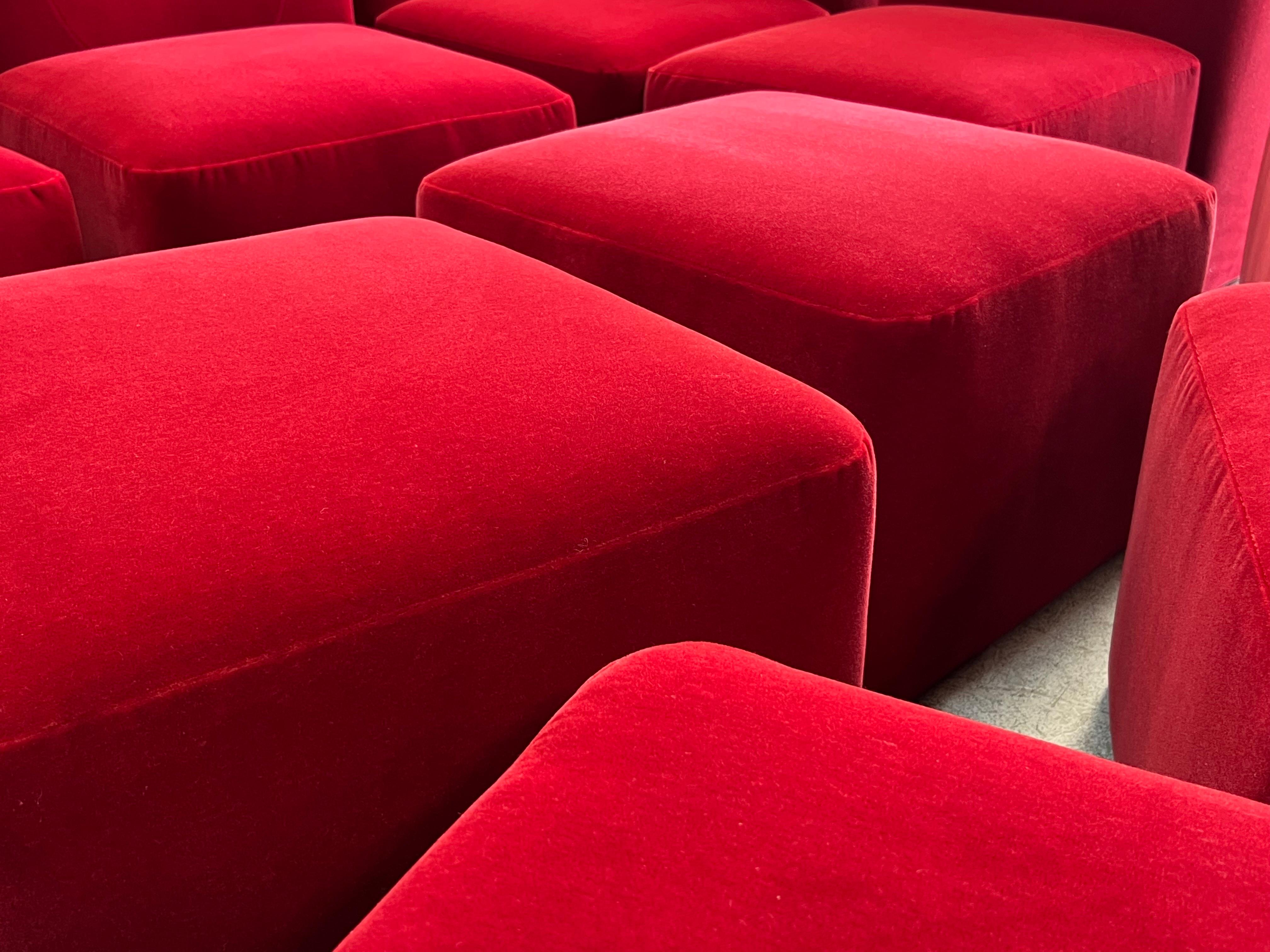 Italian Mariani 1970s Modular Sofa for Pace Collection in Red Mohair