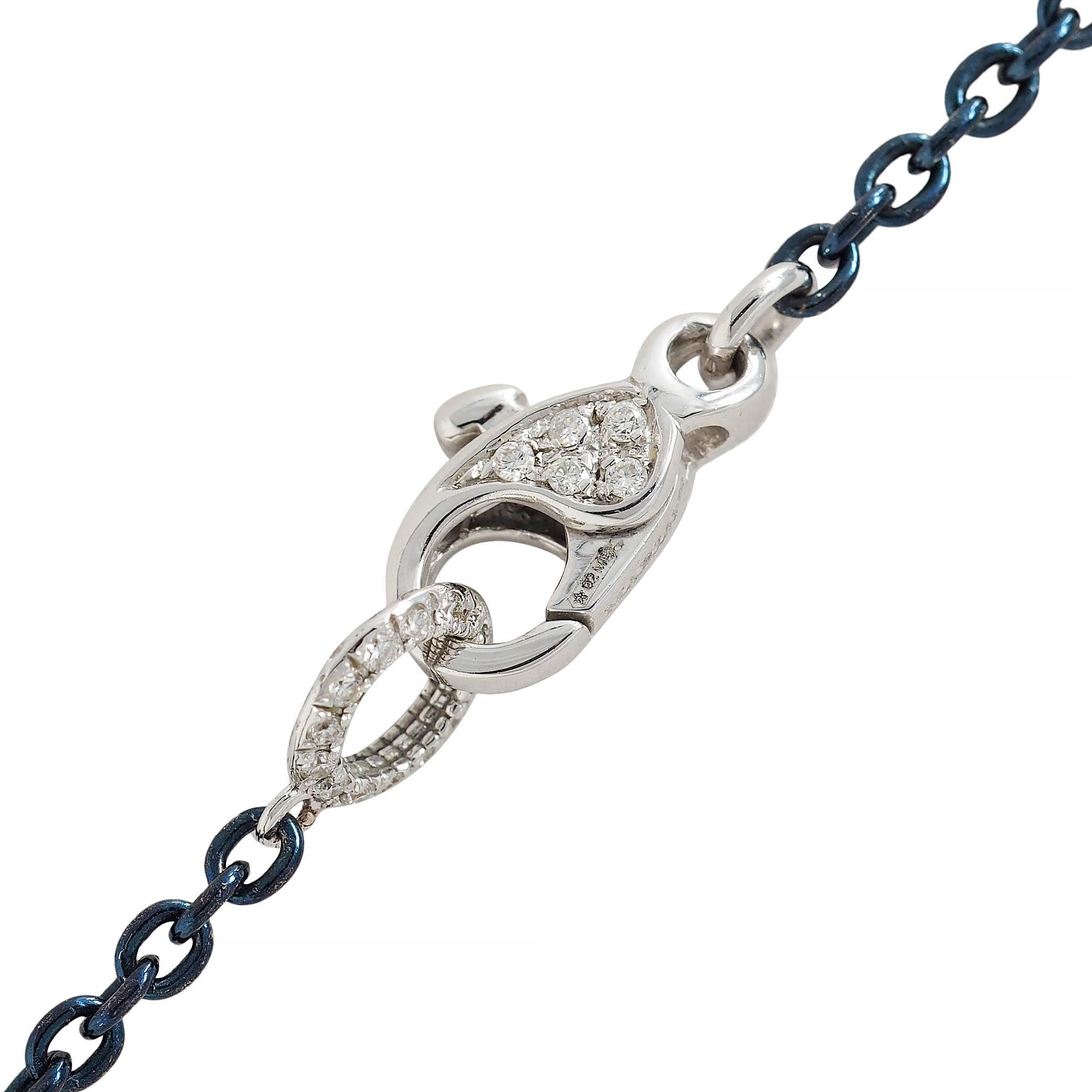 Mariani 7.25 CTW Sapphire Diamond 18K Gold Blue Rhodium PonPon Pendant Necklace For Sale 5