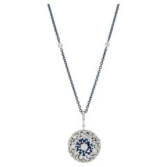 Mariani Pendentif PonPon en or 18 carats avec saphir, diamant et rhodium bleu de 7,25 carats