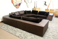 Mariani Contemporary Italian Leather & Mohair U Shaped Custom Sectional