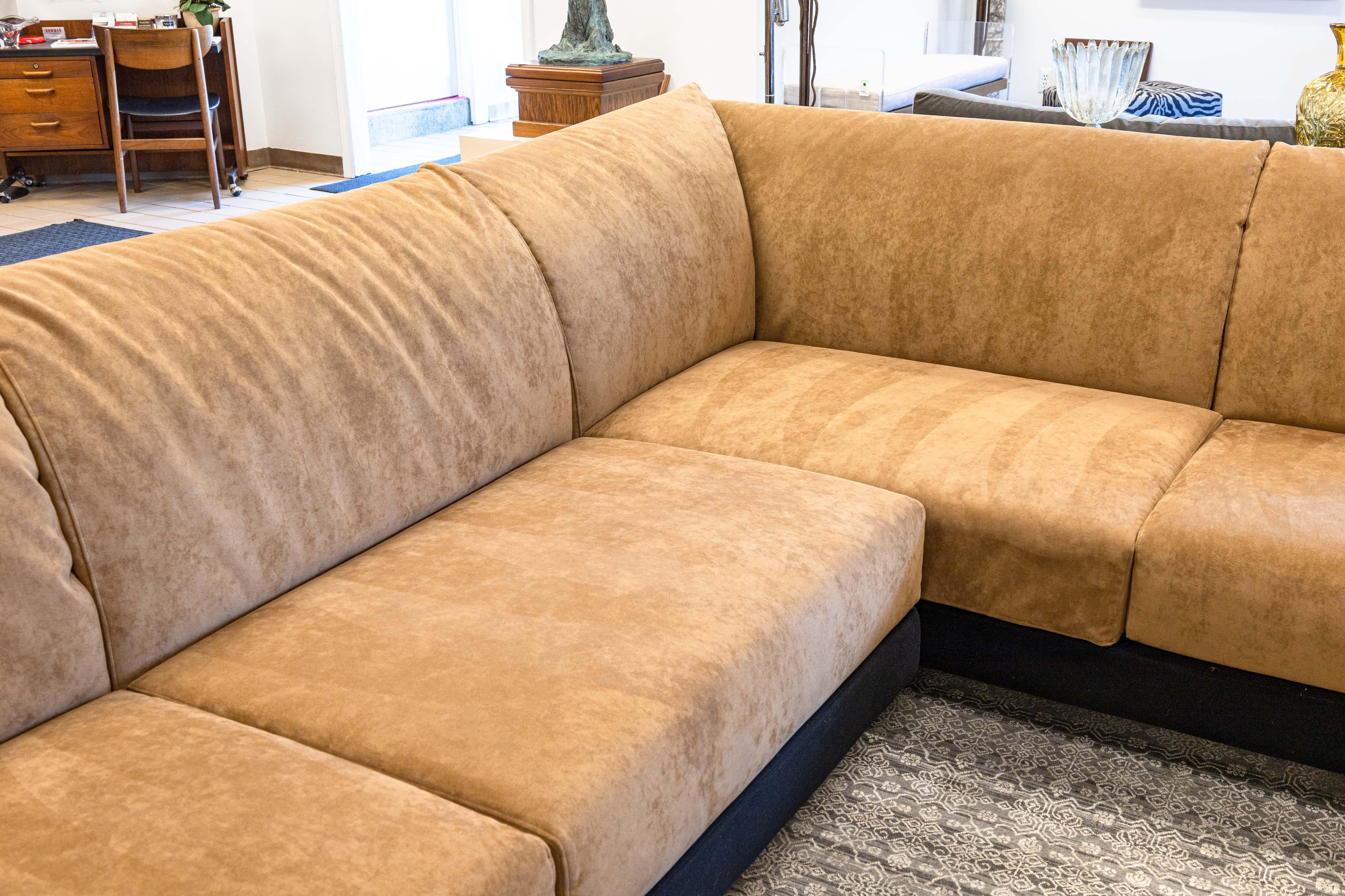 Unknown Mariani for Pace 1990s Brown and Black Alcantara 2 Piece Sectional Sofa Couch
