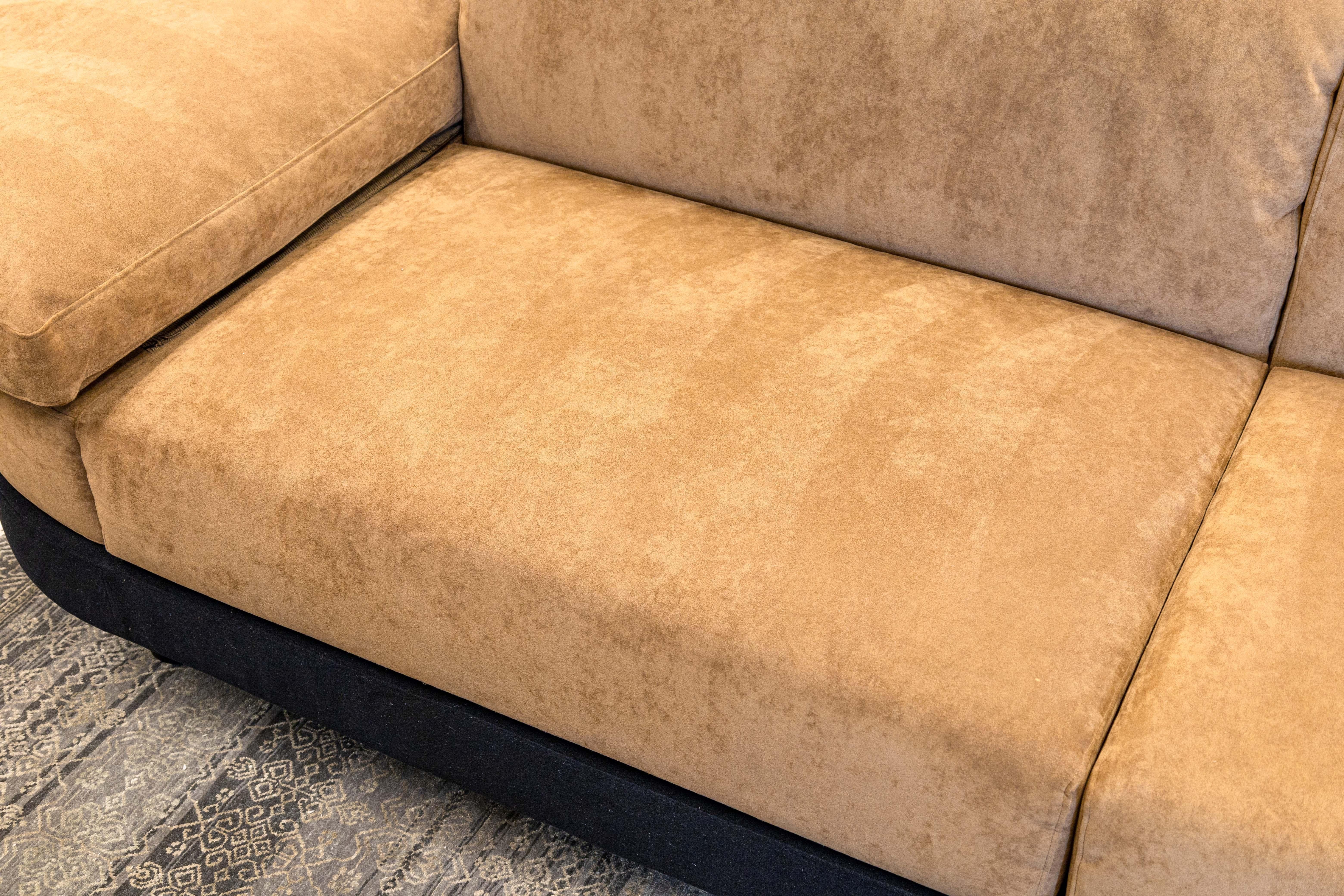 20th Century Mariani for Pace 1990s Brown and Black Alcantara 2 Piece Sectional Sofa Couch