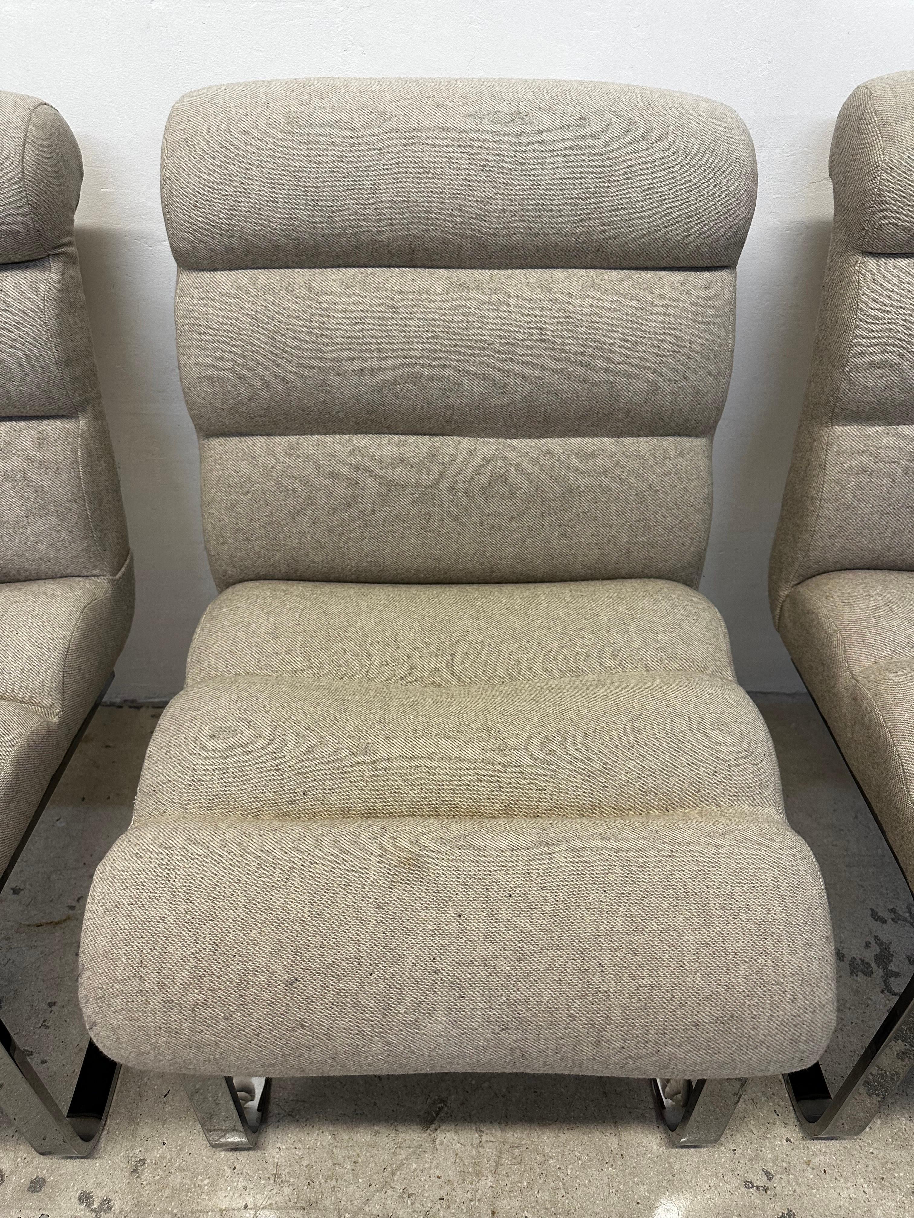 Mariani For Pace Collection Freischwingende Esszimmerstühle aus Chrom - Set aus drei Stühlen im Angebot 4