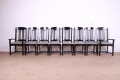 Mariani for Pace Collection Italian Postmodern Black Lacquered Dining Chairs