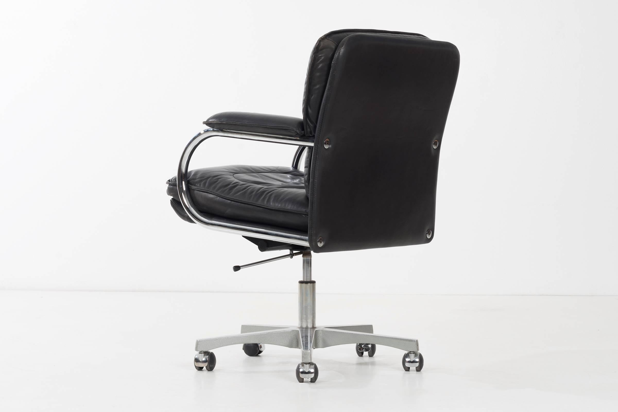 Polished Frank Mariani Leather Desk Chair For Sale