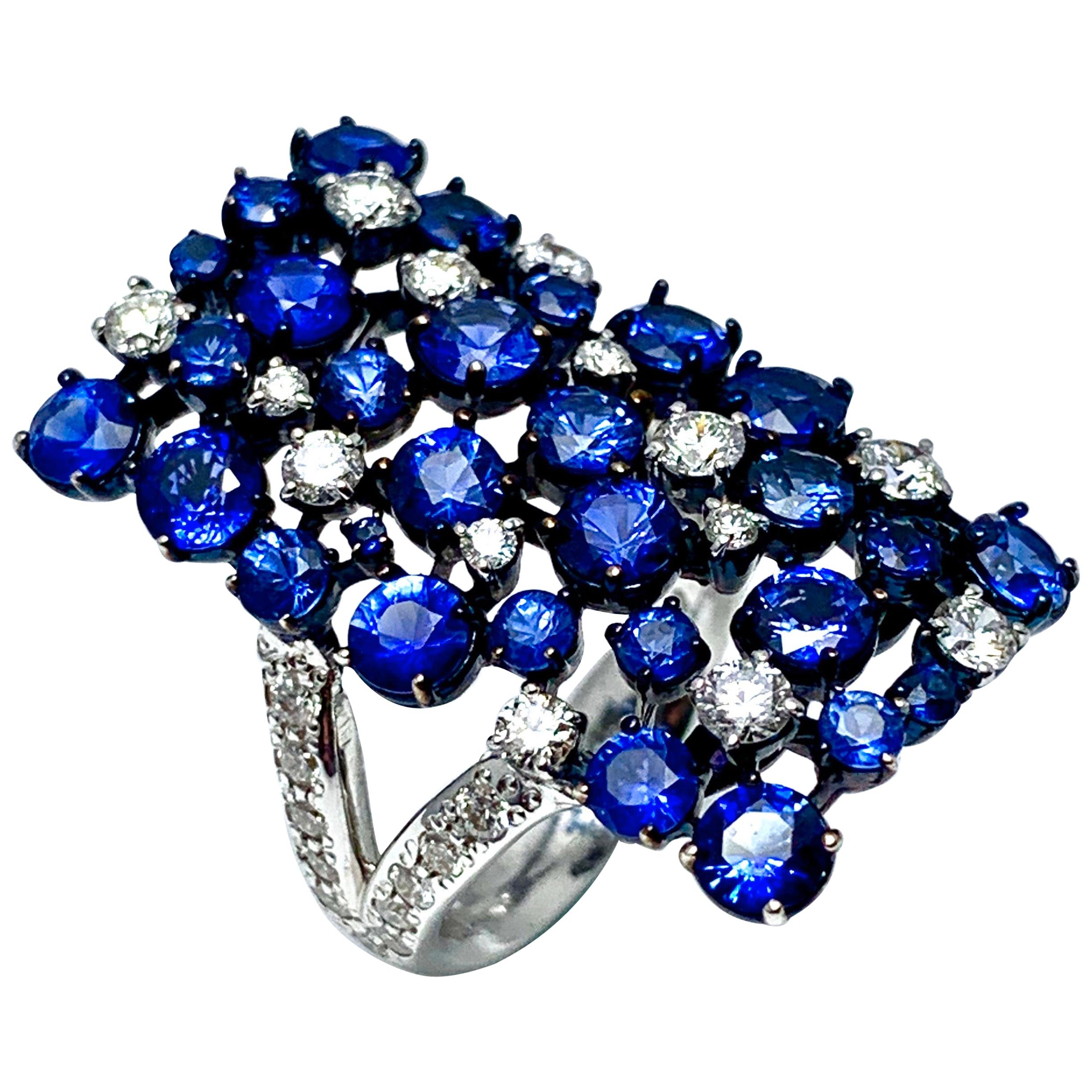 Mariani Manhattan Sapphire and Diamond Ring in 18 Karat Blue and White Gold