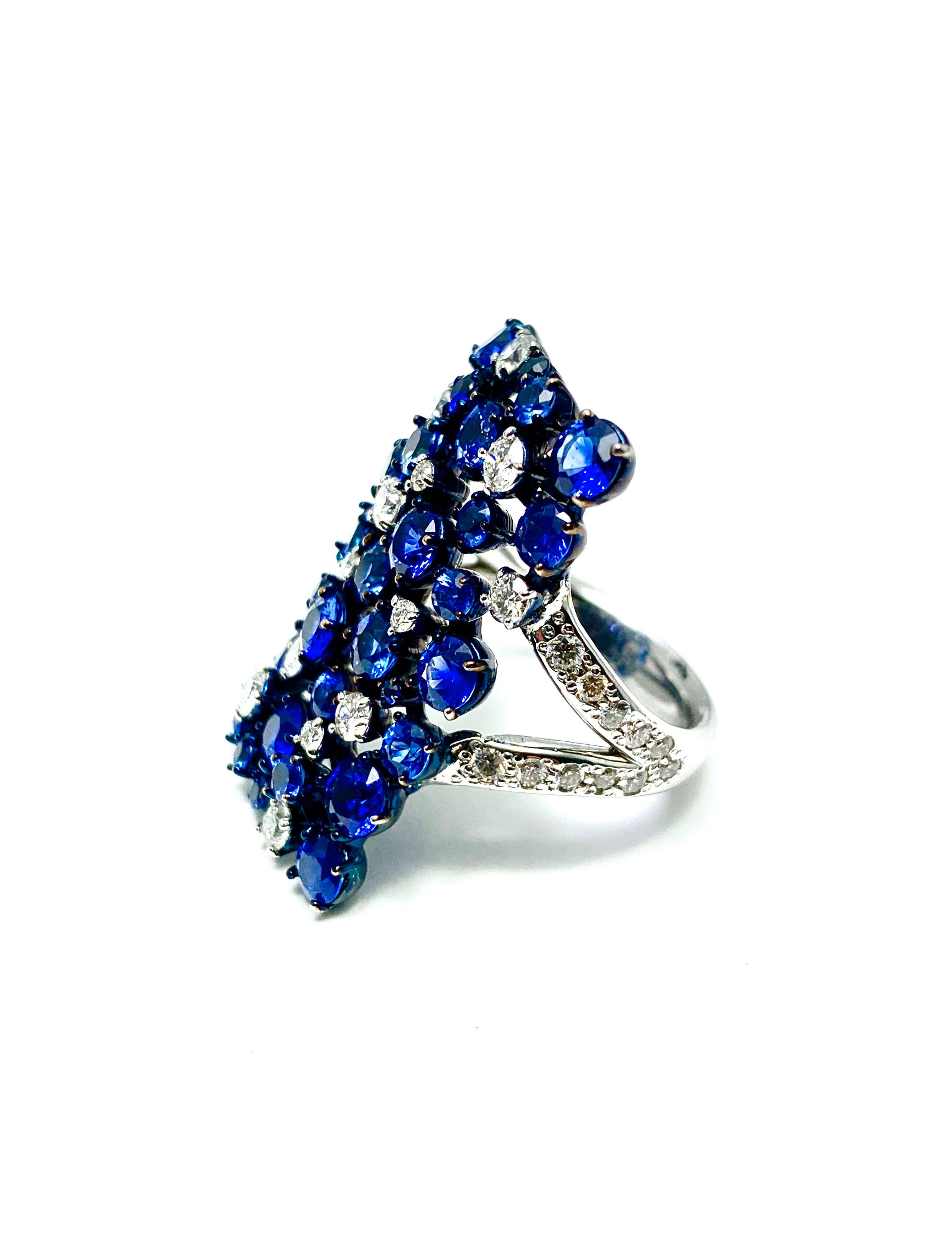 Mariani Manhattan Sapphire and Diamond Ring in 18 Karat Blue and White Gold 1