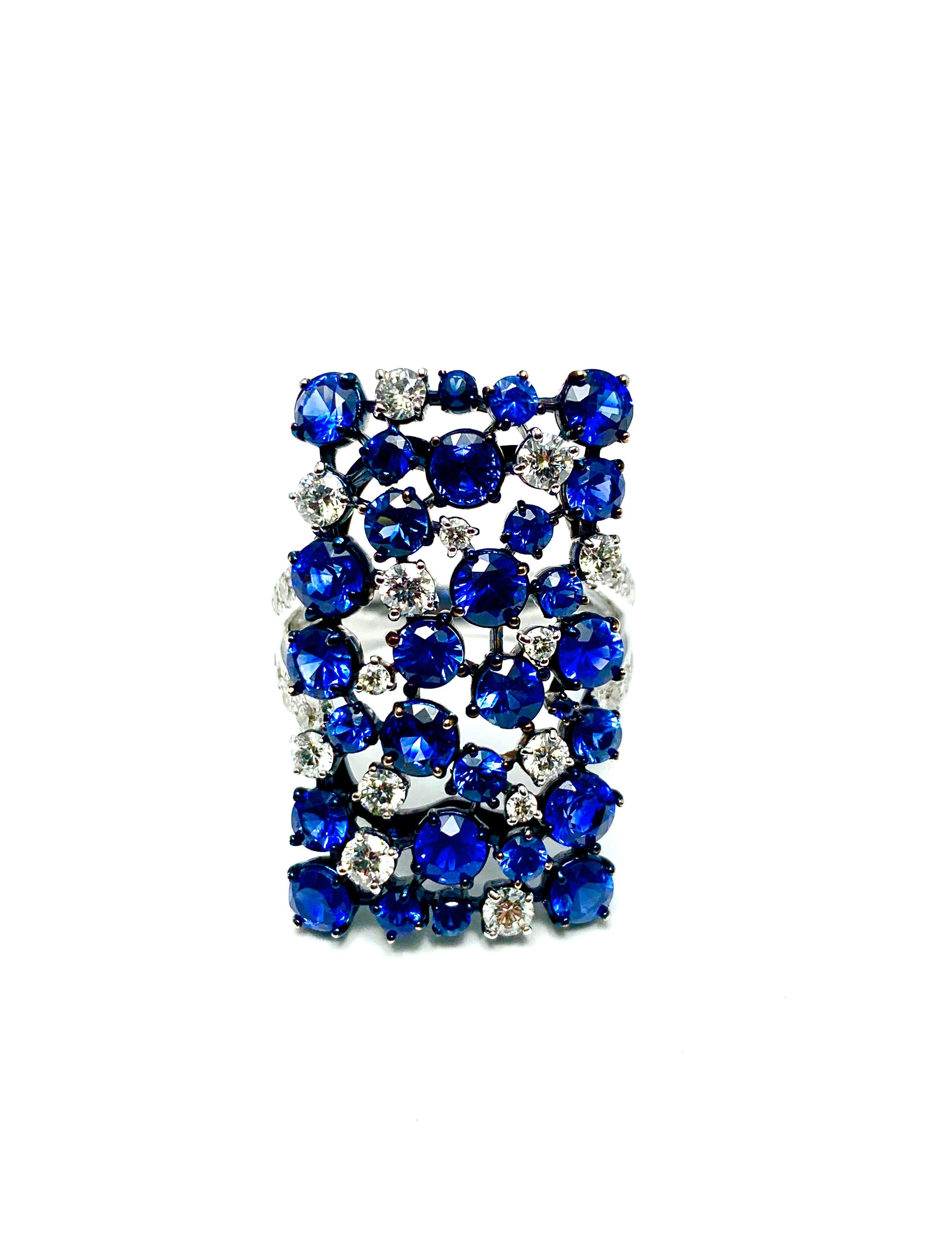 Mariani Manhattan Sapphire and Diamond Ring in 18 Karat Blue and White Gold 2