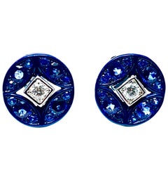 Mariani Sapphire and Diamond White and Blue 18 Karat Gold Earrings