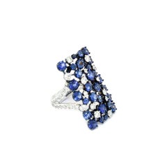 Mariani Sapphire Diamond Gold Rectangular Eclipse Ring