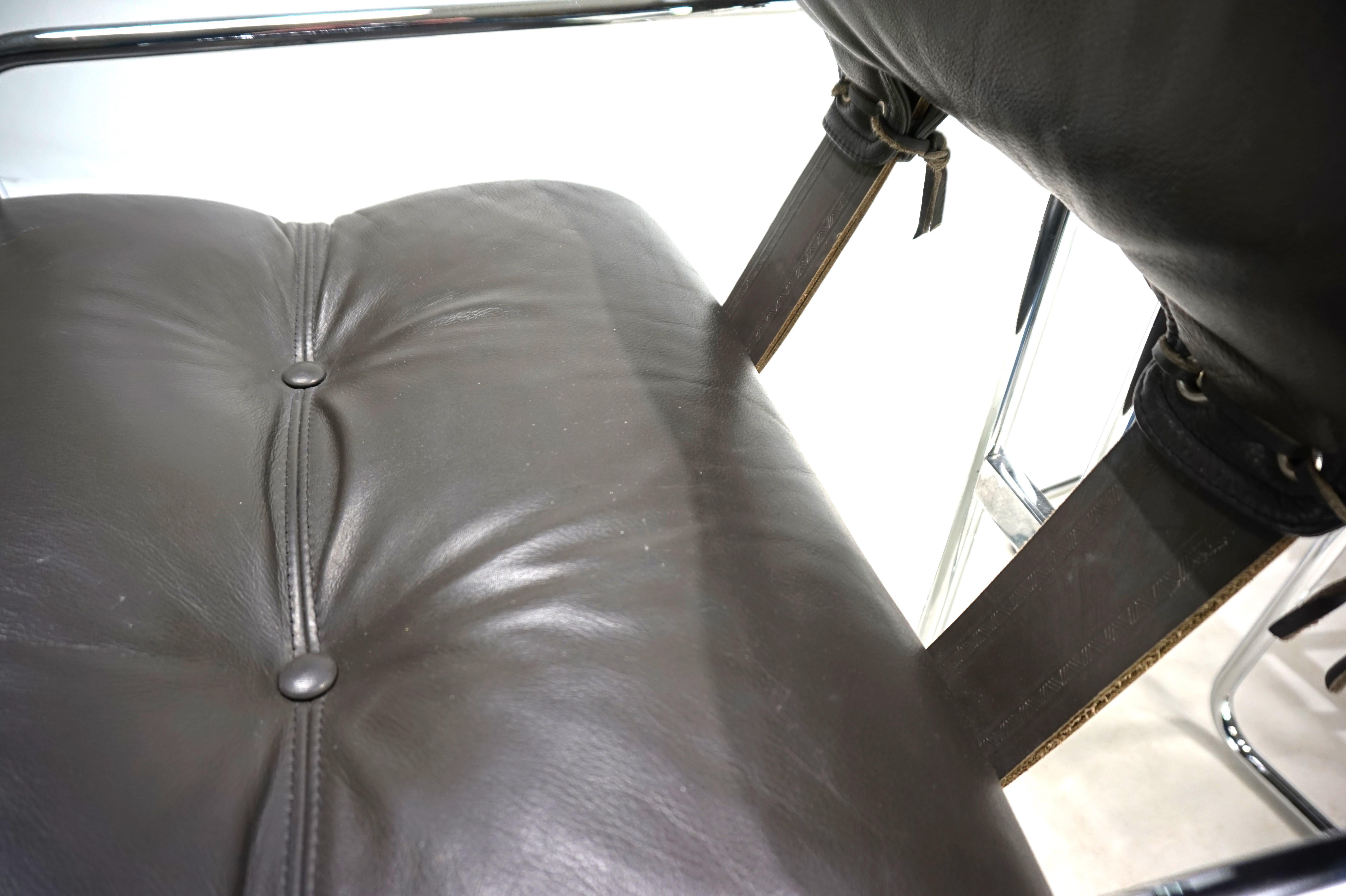 Ensemble de deux chaises de salle à manger Mariani Tucroma en cuir de Guido Faleschini, 1970 en vente 12