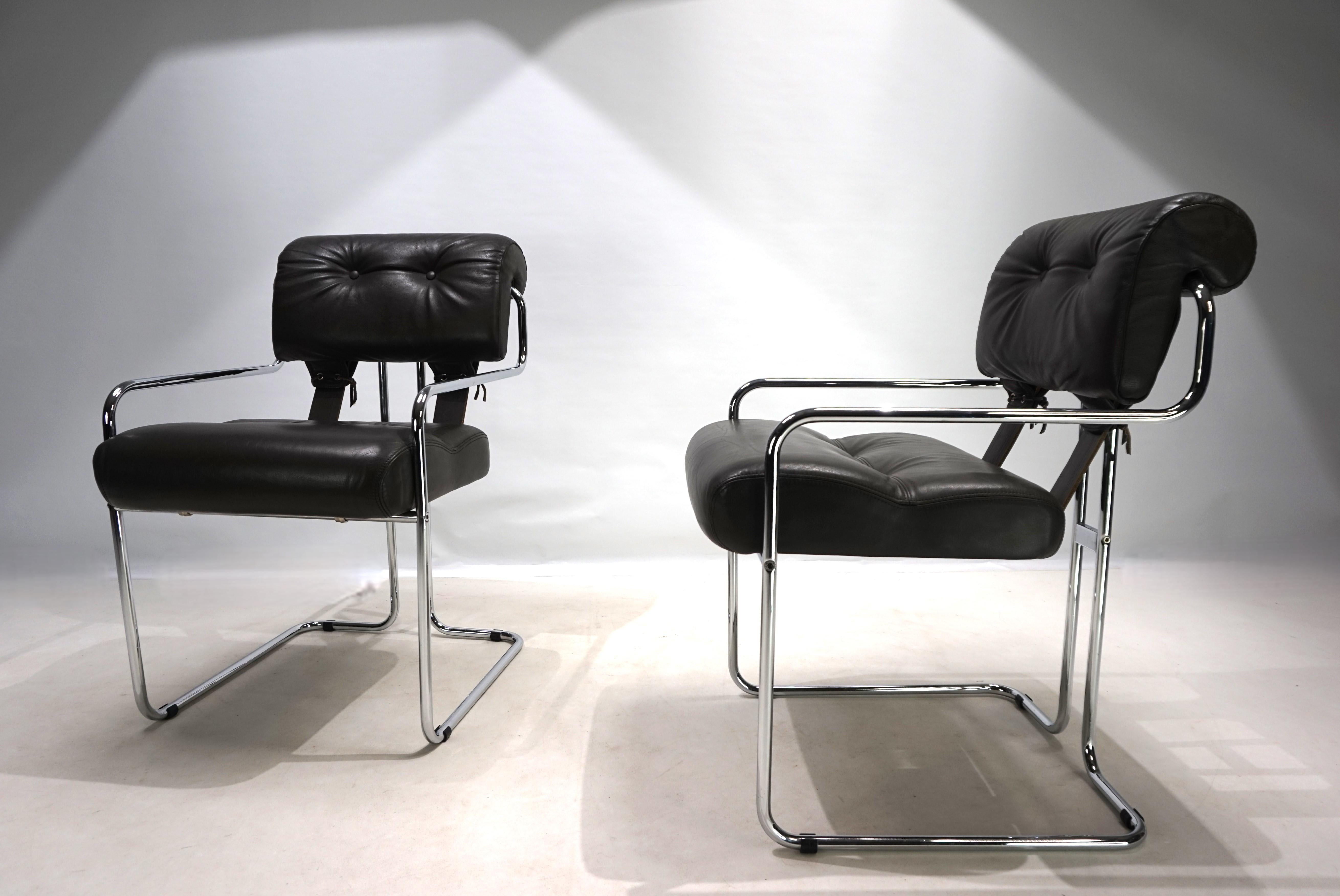 Ensemble de deux chaises de salle à manger Mariani Tucroma en cuir de Guido Faleschini, 1970 en vente 13