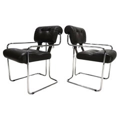 Mariani Tucroma set of two leather dining chairs by Guido Faleschini, 1970