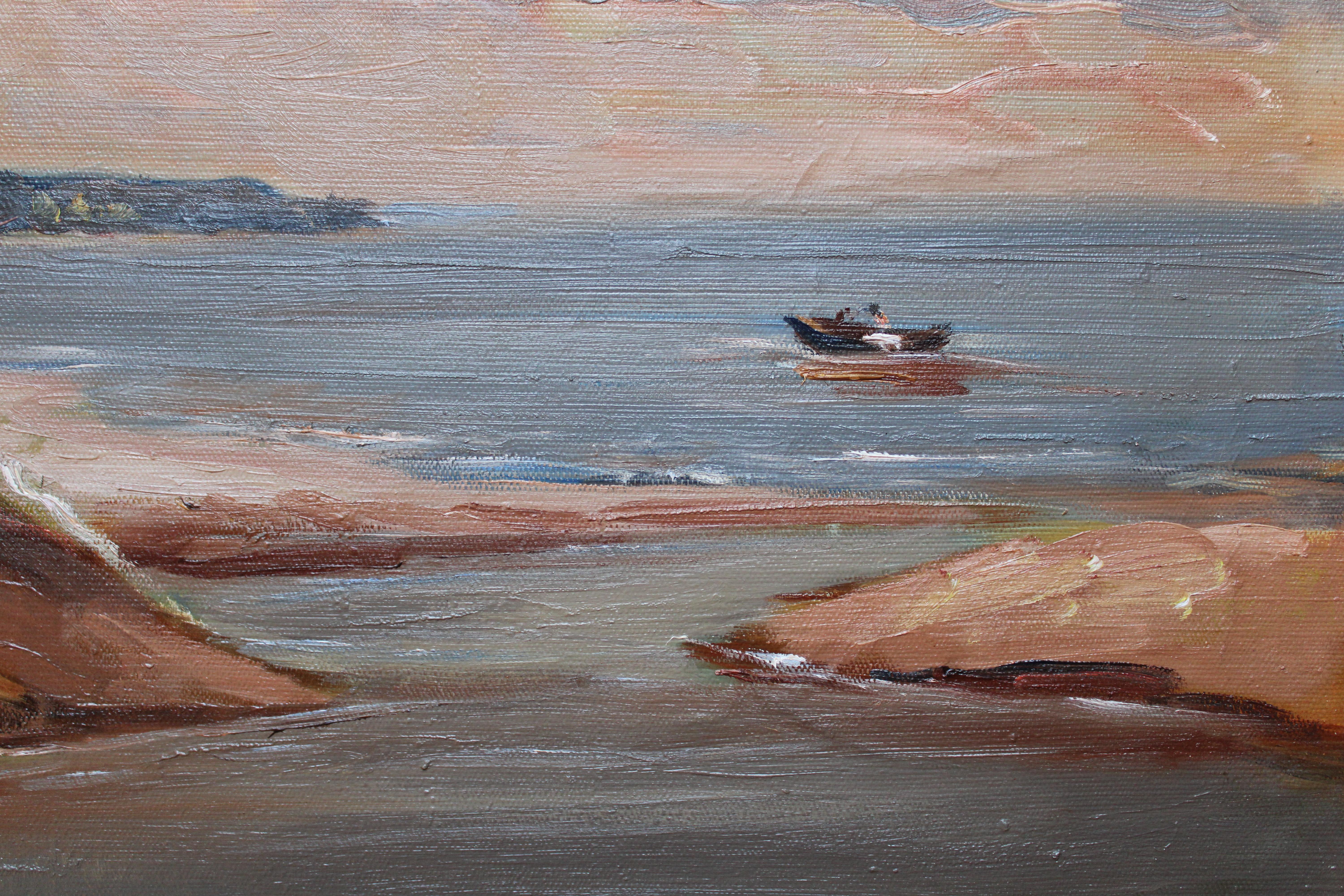 Sea. Oil on canvas and cardboard, 60x65 cm For Sale 1