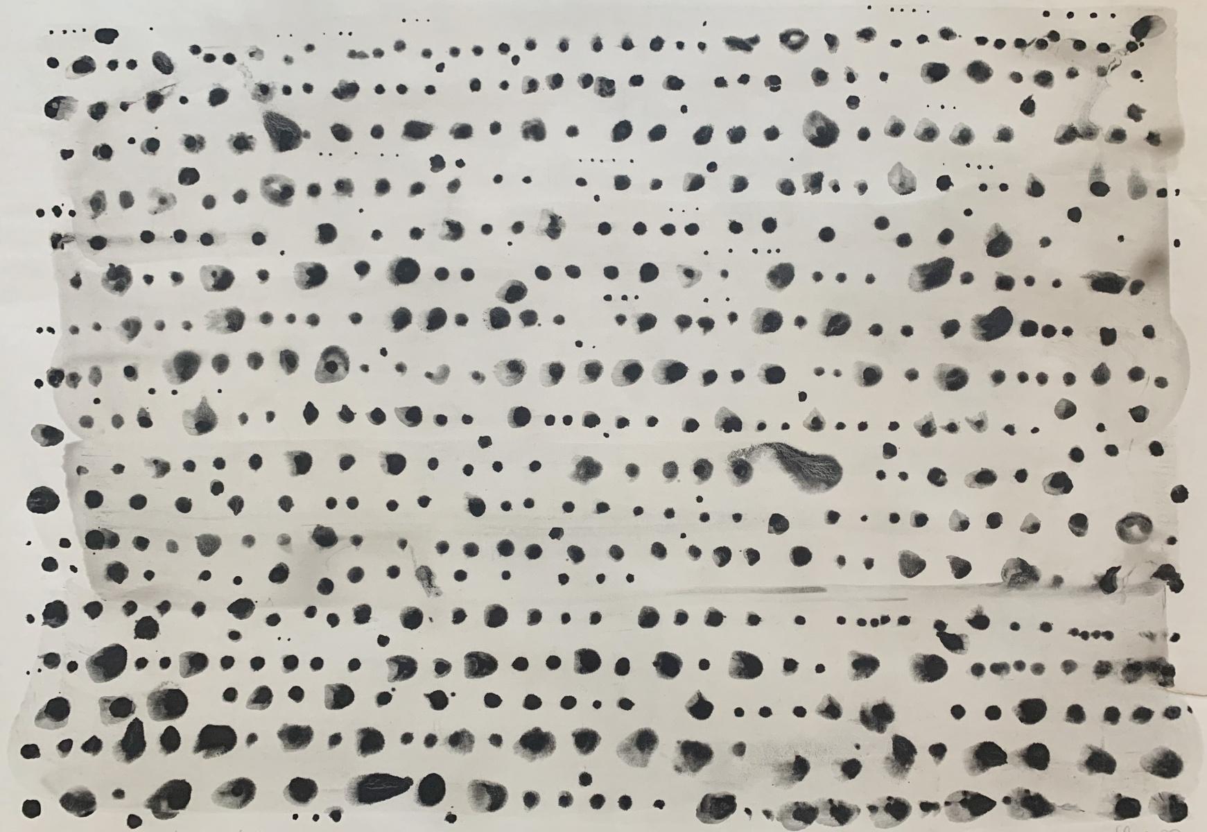 Many Black Holes - Contemporary art, Abstraction, Acrylic on paper, Black white
