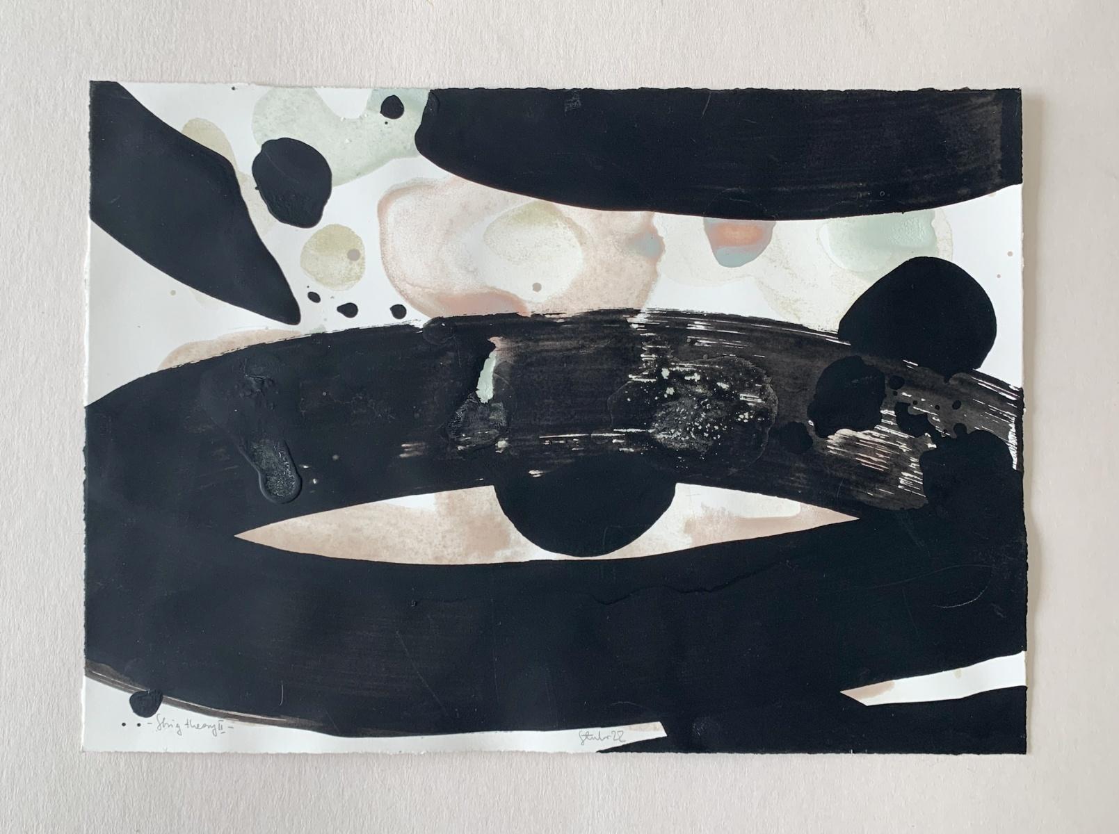 théorie des cordes 2 - Abstraction, Acrylique sur papier, Cosmos, artiste polonais - Abstrait Mixed Media Art par Marianna Stuhr