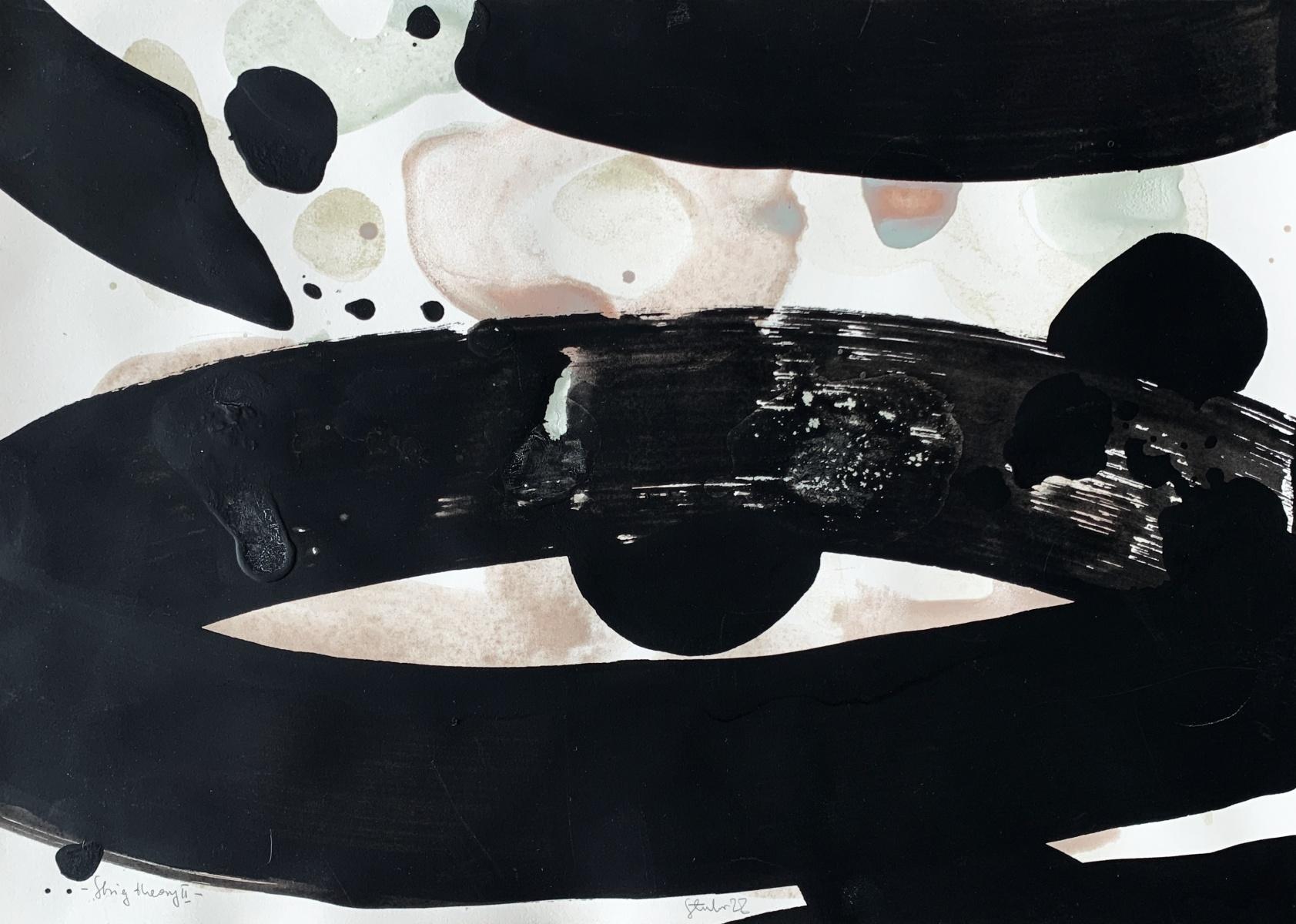 Stringtheorie 2 - Abstraktion, Acryl auf Papier, Kosmos, polnische Künstlerin – Mixed Media Art von Marianna Stuhr