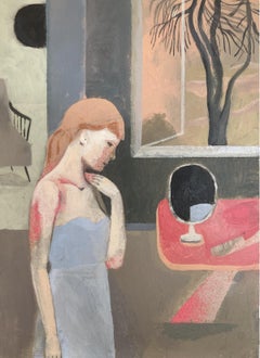 Miniatur mit einem Baum -Original zeitgenössische Acrylmalerei von polnischen Künstler