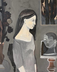 Porträt eines schüchternen Mädchens -Originales zeitgenössisches Acrylgemälde eines polnischen Künstlers