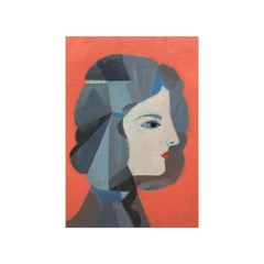 Miniature rouge - Portrait original contemporain Peinture acrylique Artistique polonaise