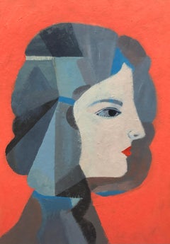 Miniature rouge - Portrait original contemporain Peinture acrylique Artistique polonaise