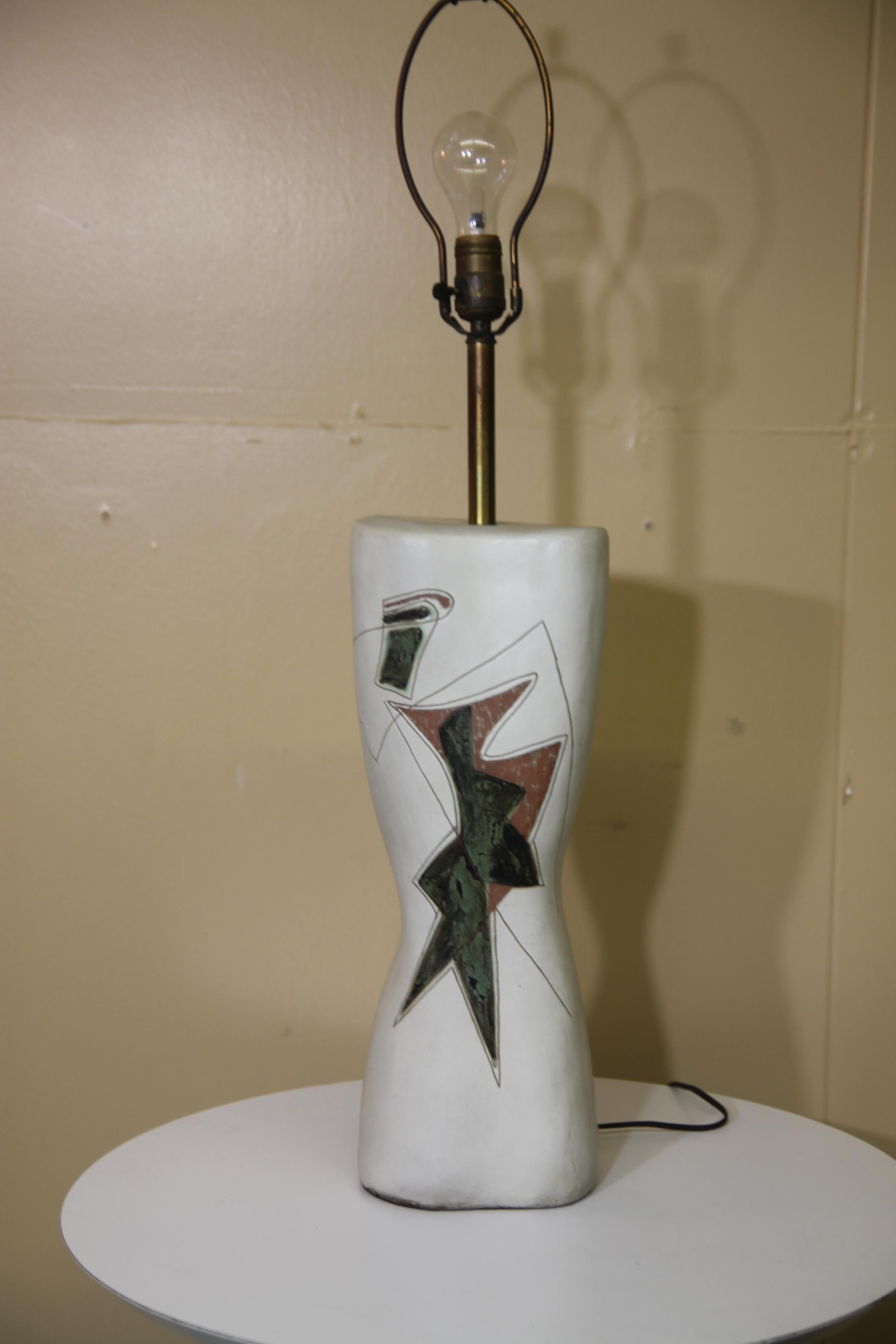 Mid-20th Century Marianna von Allesch Abstract Design Lamp with Original Shade For Sale