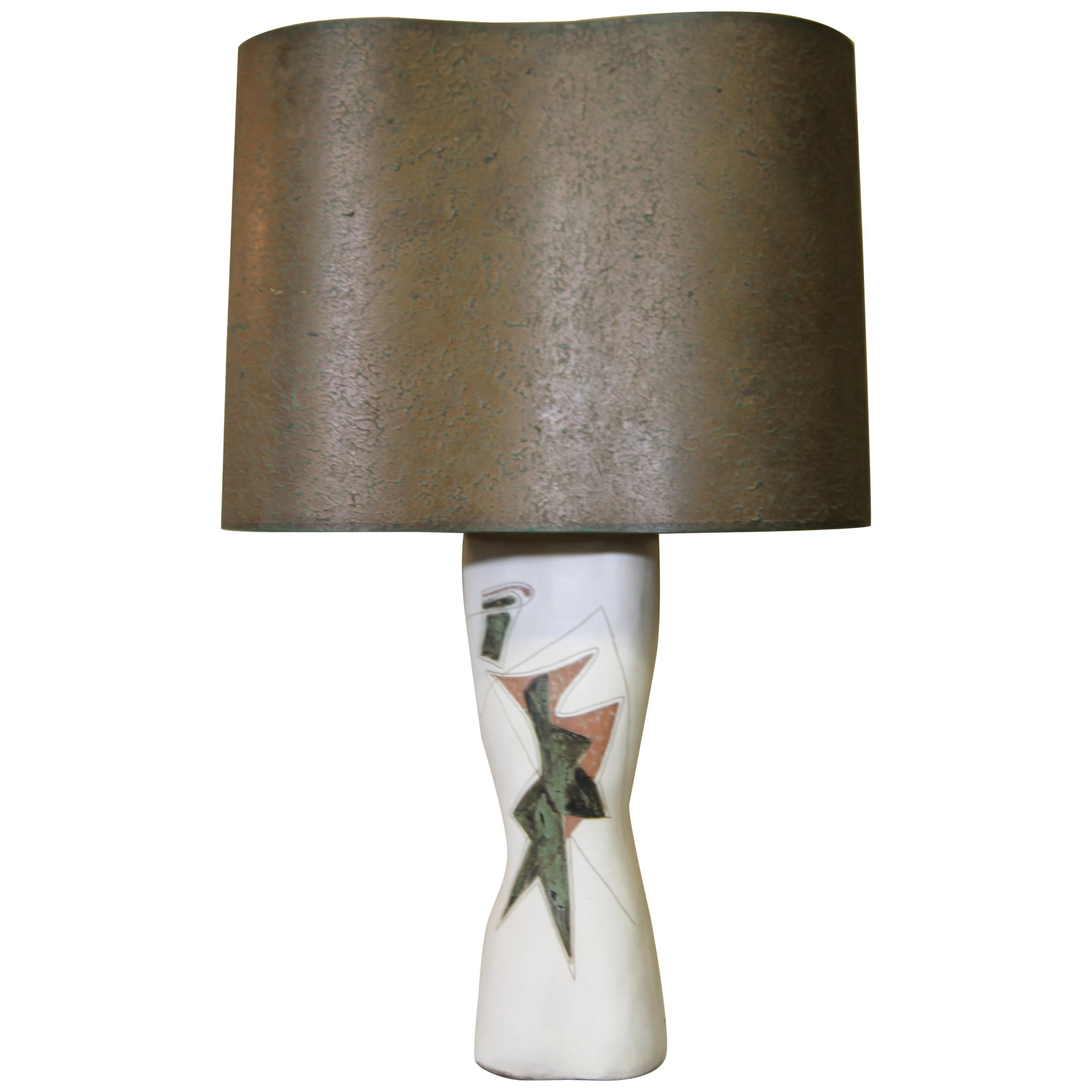 Marianna von Allesch Abstract Design Lamp with Original Shade For Sale