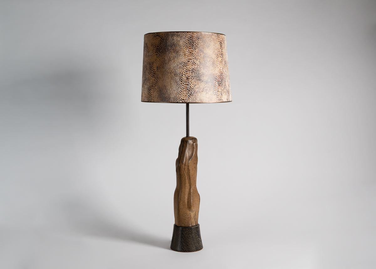 Marianna von Allesch, Glazed Ceramic Table Lamp, United States, circa 1950s In Good Condition For Sale In New York, NY