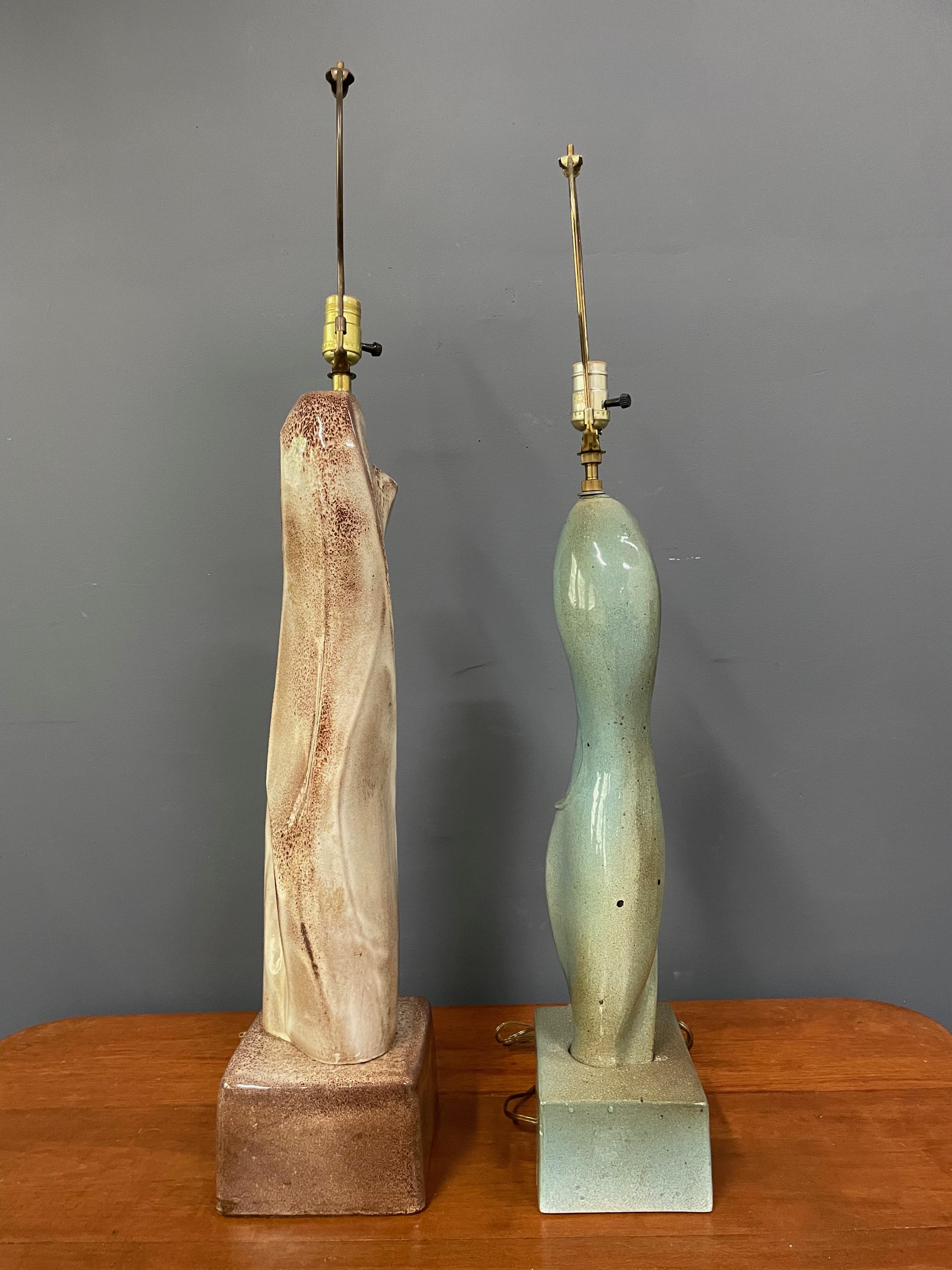 European Marianna von Allesch Pair of Complimentary Ceramic Mid Century Table Lamps