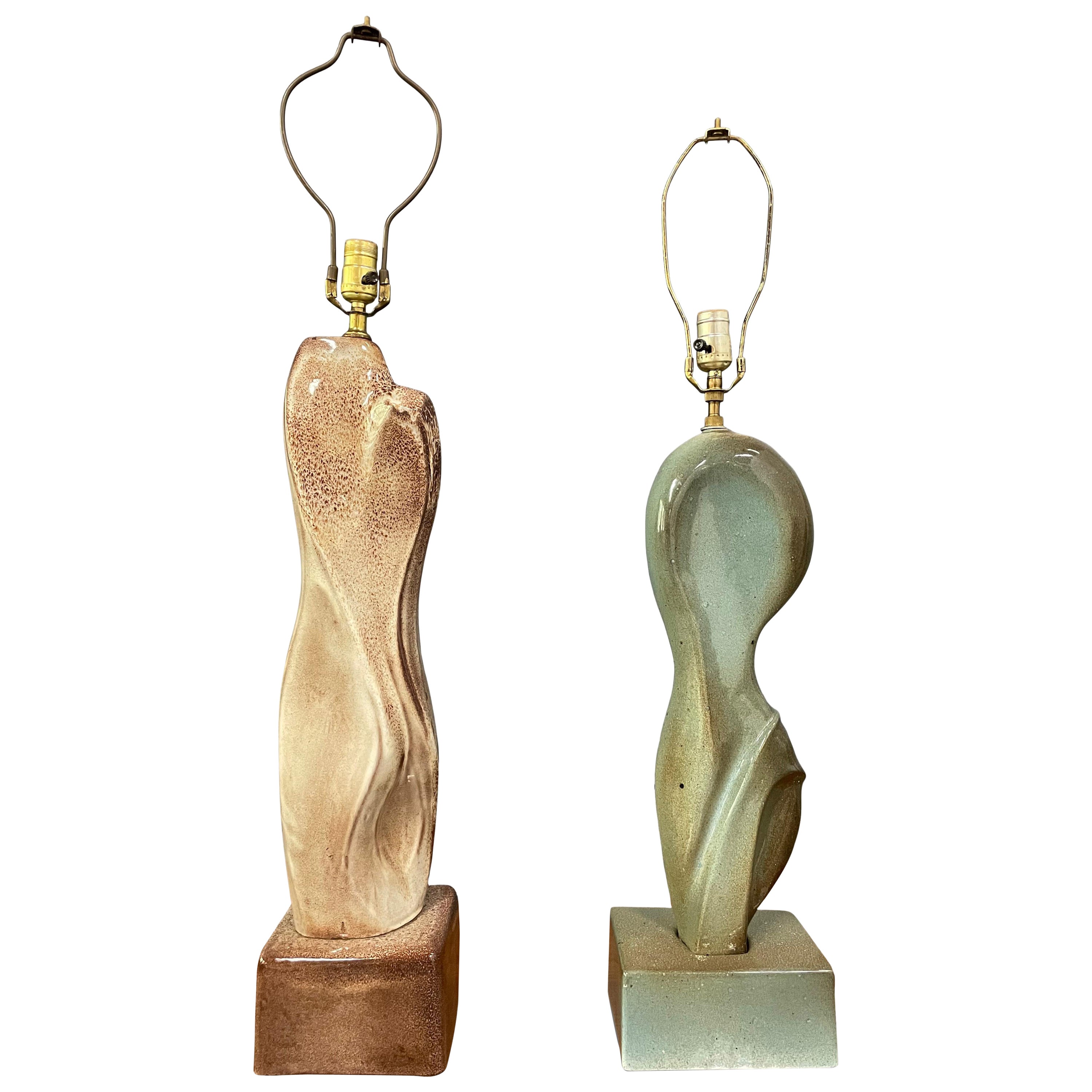 Marianna von Allesch Pair of Complimentary Ceramic Mid Century Table Lamps