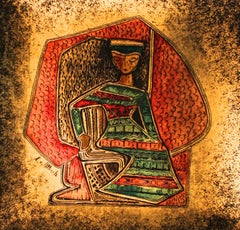 Marianna von Allesch Reverse Painted Glass in Cubist Manner