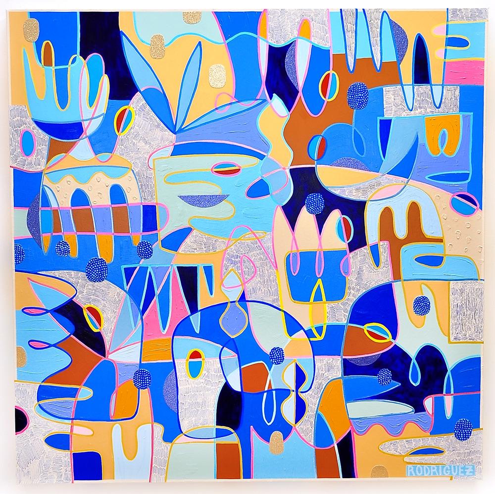 Marianne Angeli Rodriguez Abstract Painting – Über dem Glänzenden Meer