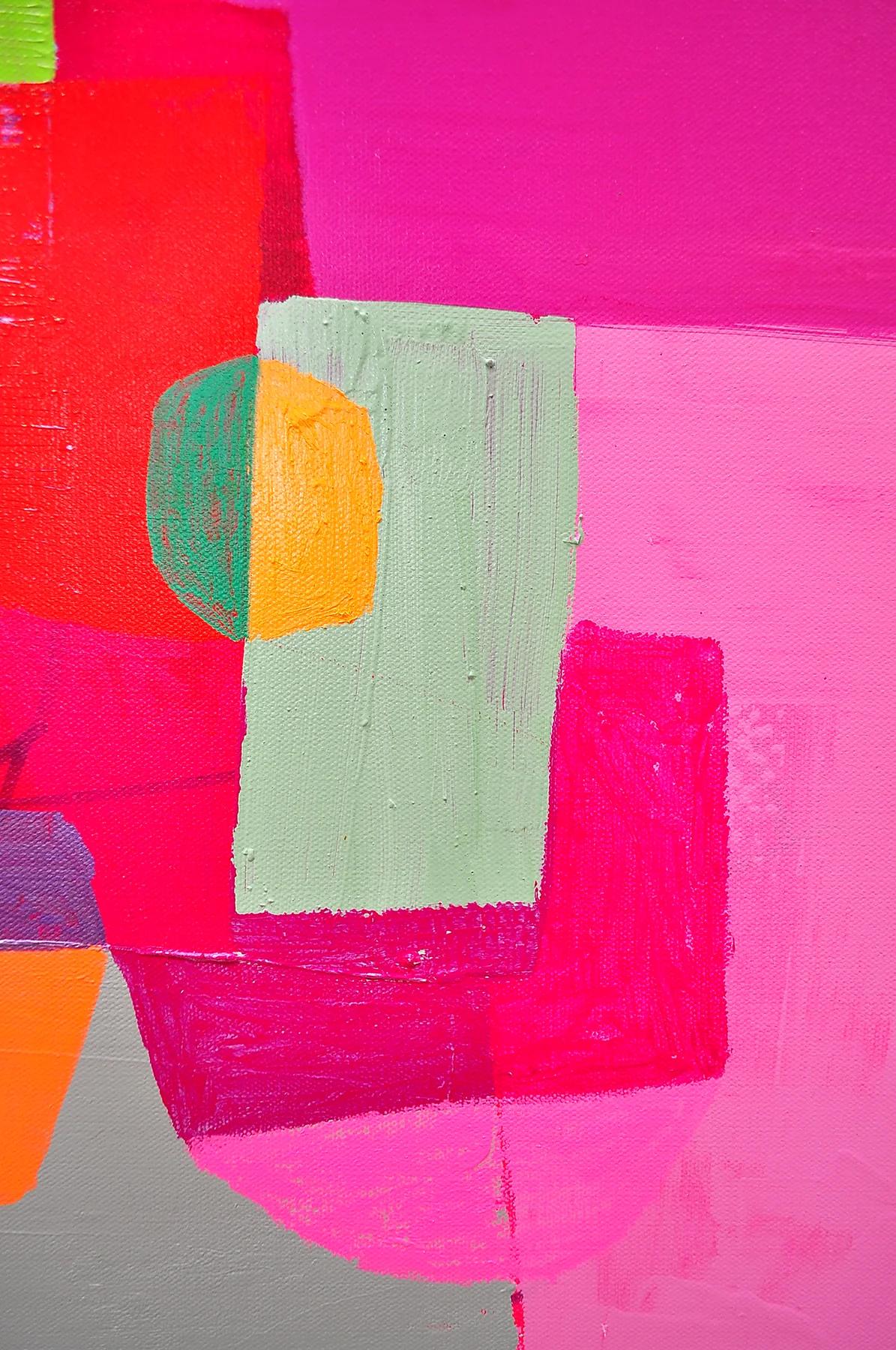 Parachute - Pink Abstract Painting by Marianne Angeli Rodriguez