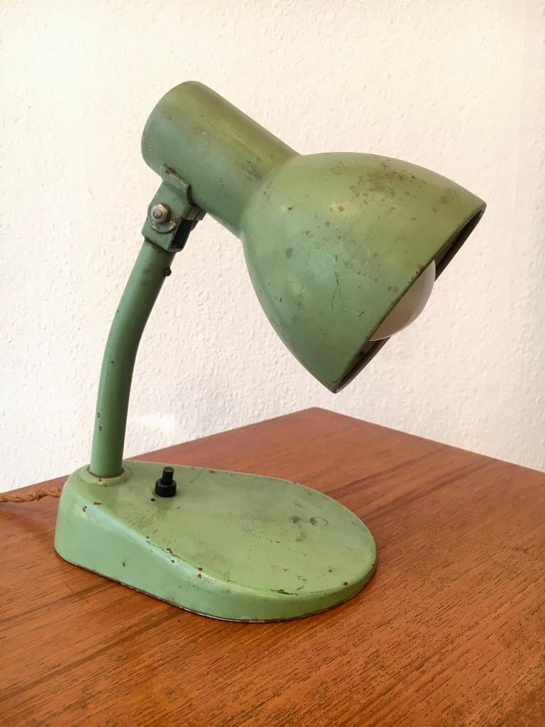 Sea green lacquer iron articulated table lamp model n°702 by Marianne Brandt and Hin Bredendieck for Körting & Mathiesen produced by Kandem Germany ca. 1928
Bauhaus periode
Engraved 