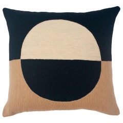 Marianne Circle Black Hand Embroidered Modern Geometric Throw Pillow Cover