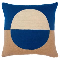 Marianne Circle Blue Hand Embroidered Modern Geometric Throw Pillow Cover