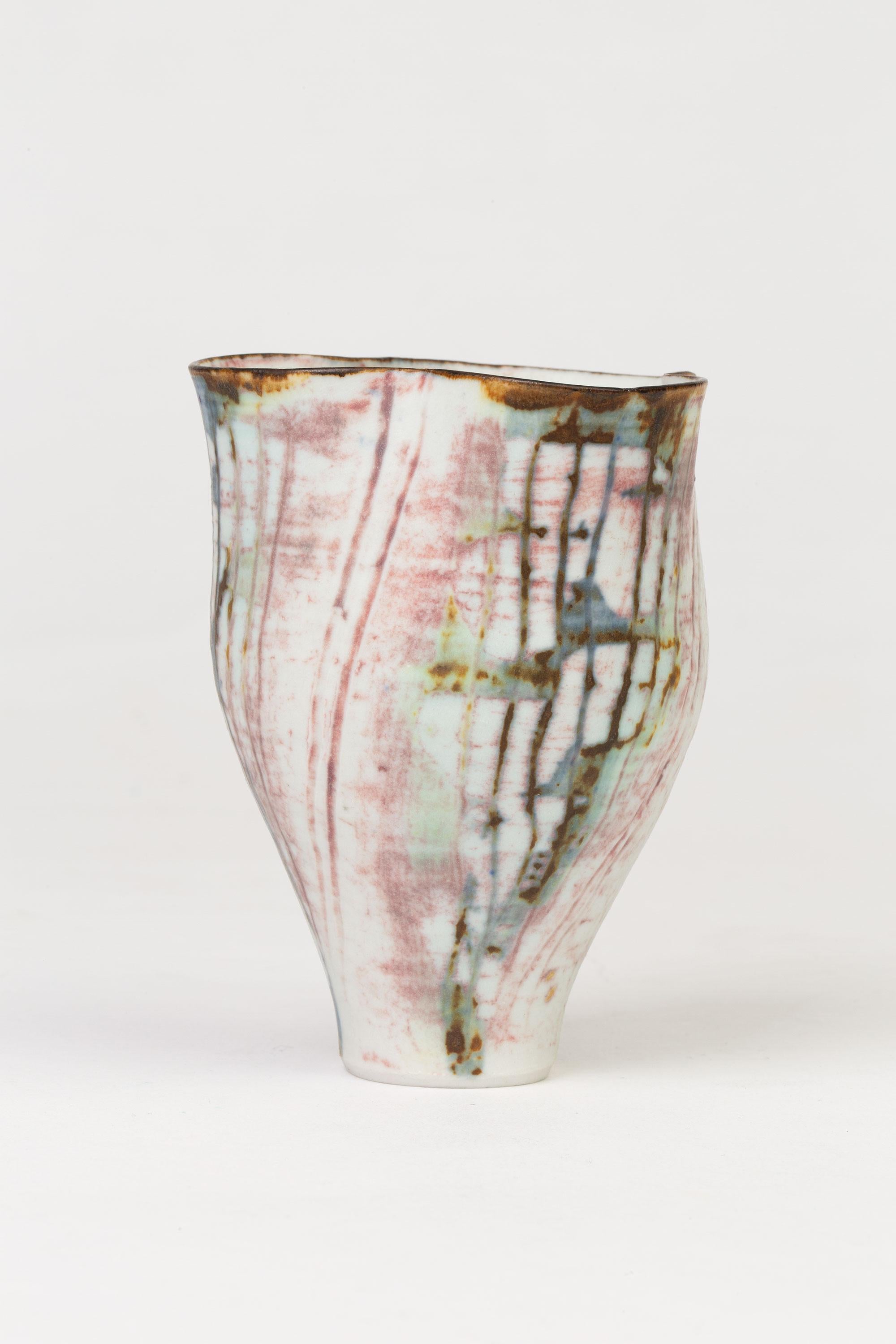 Marianne De Trey Studio Porcelain Wax Resist Linear Patterned Vase 2