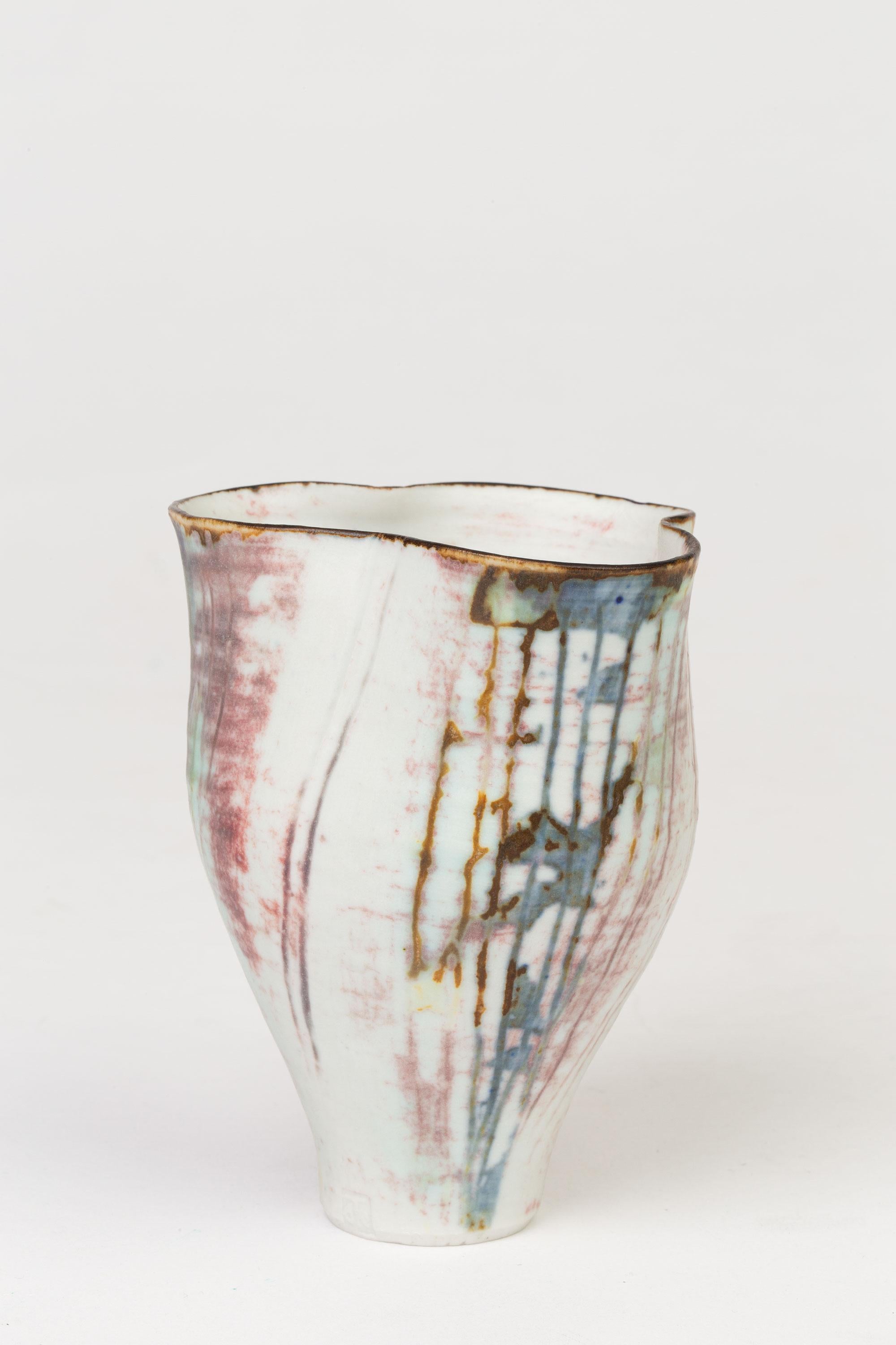 Marianne De Trey Studio Porcelain Wax Resist Linear Patterned Vase 3