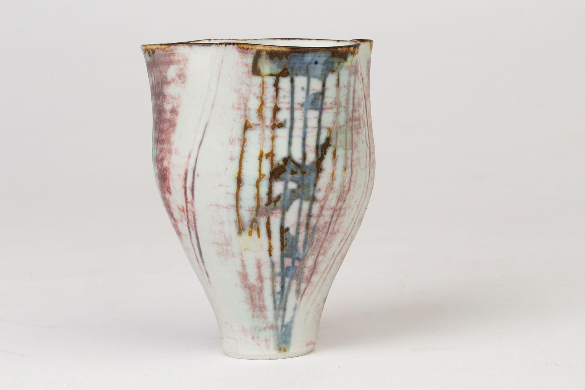 Marianne De Trey Studio Porcelain Wax Resist Linear Patterned Vase 4