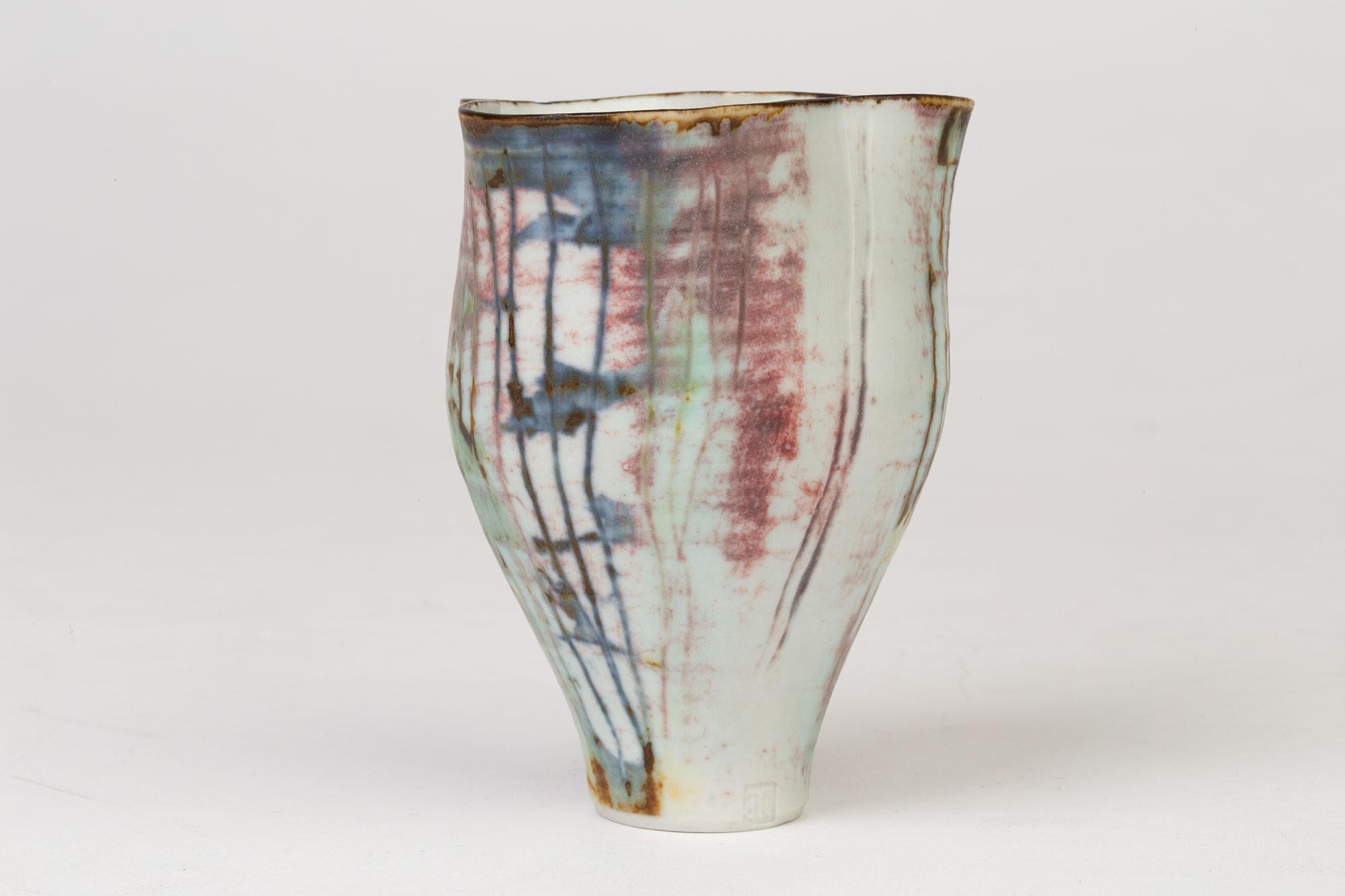 Marianne De Trey Studio Porcelain Wax Resist Linear Patterned Vase 5
