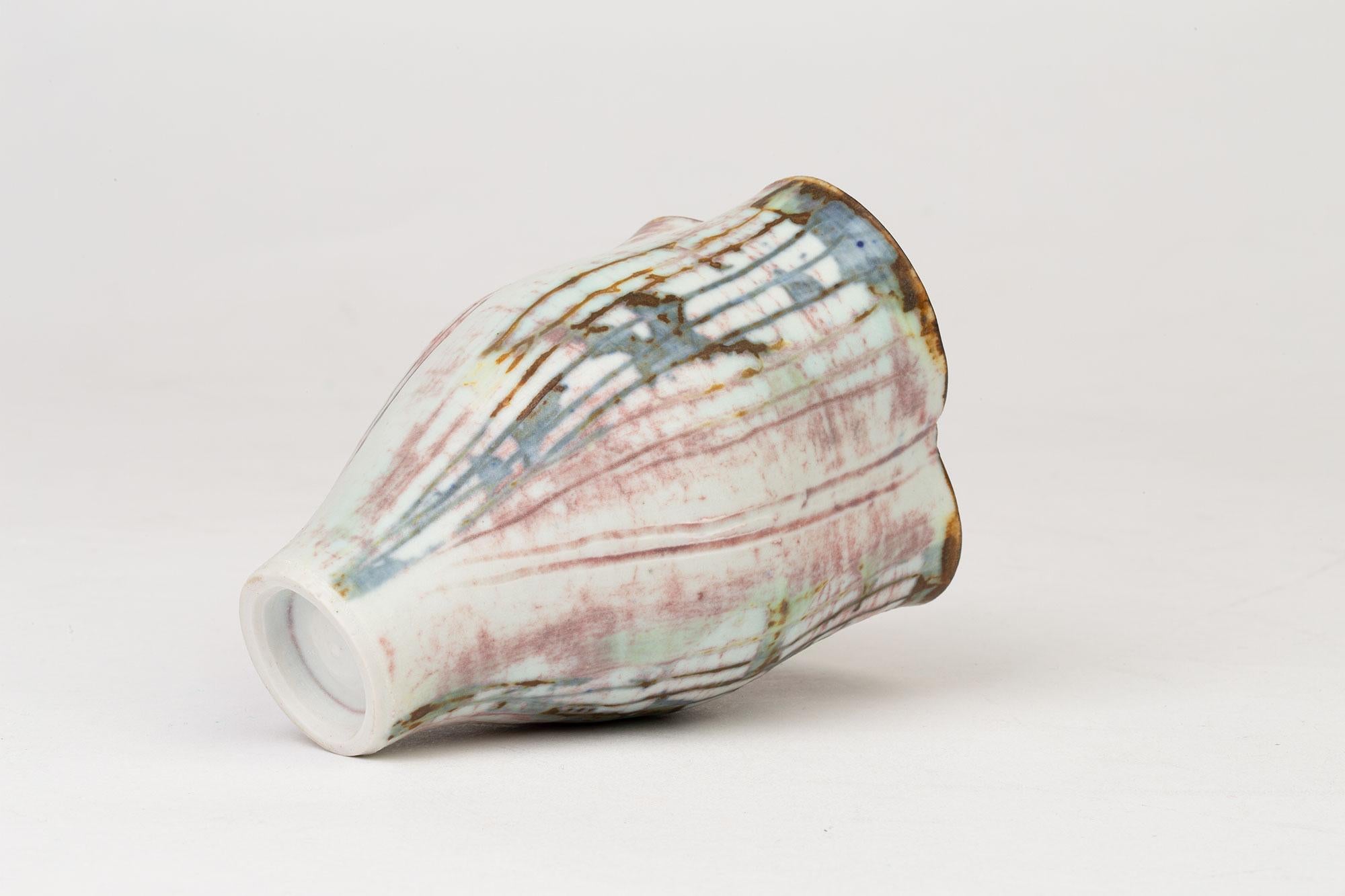 Modern Marianne De Trey Studio Porcelain Wax Resist Linear Patterned Vase